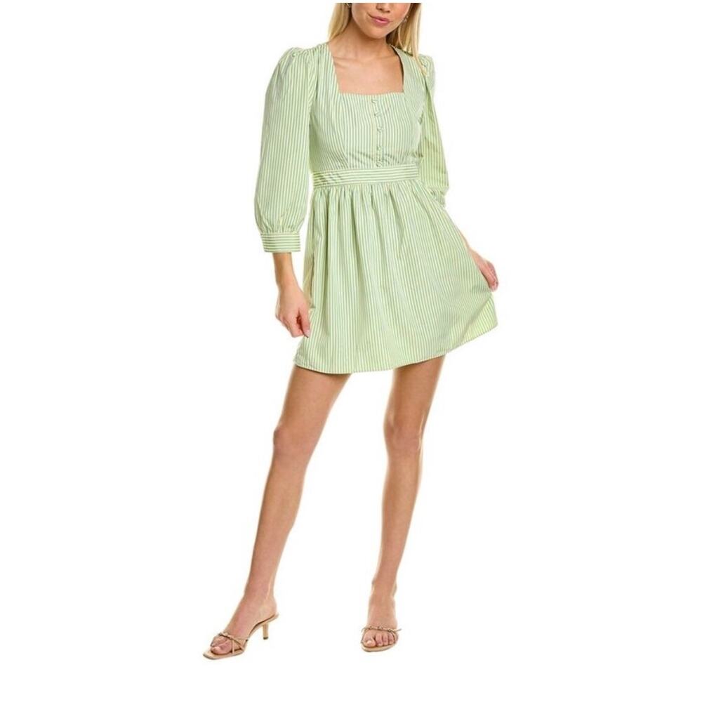 Walter Baker Women’s A-Line Mini Dress Sadie Long Sleeve Striped sz 6 Yellow